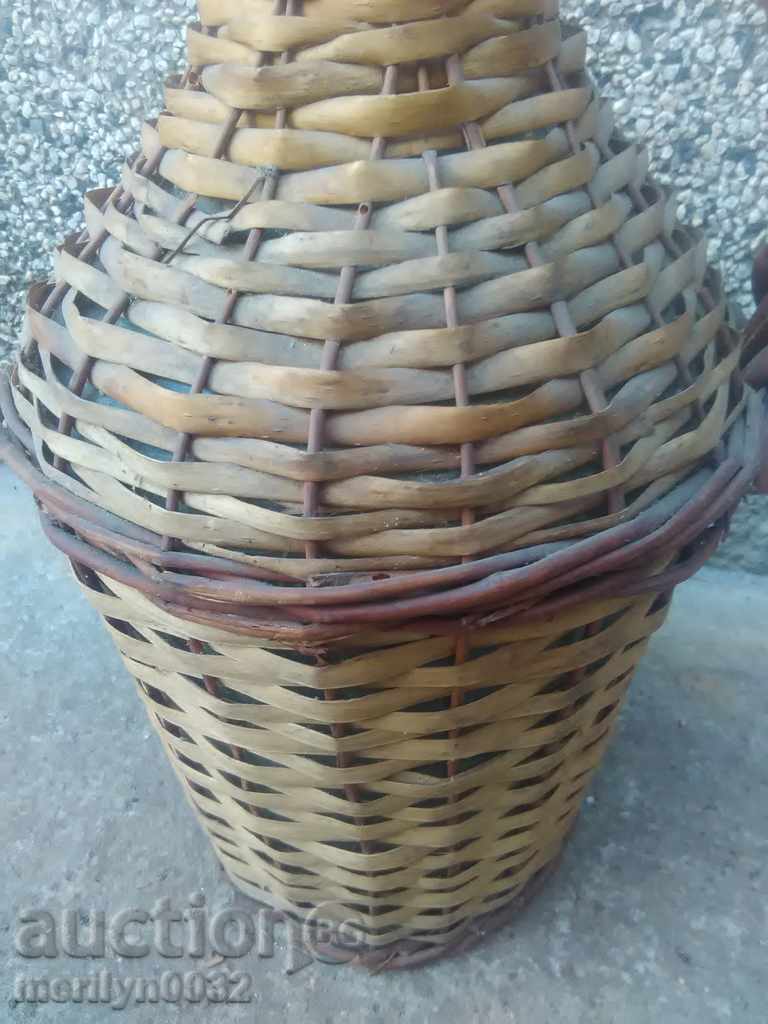 Veche damigeană împletită, butelie, sticlă - 7