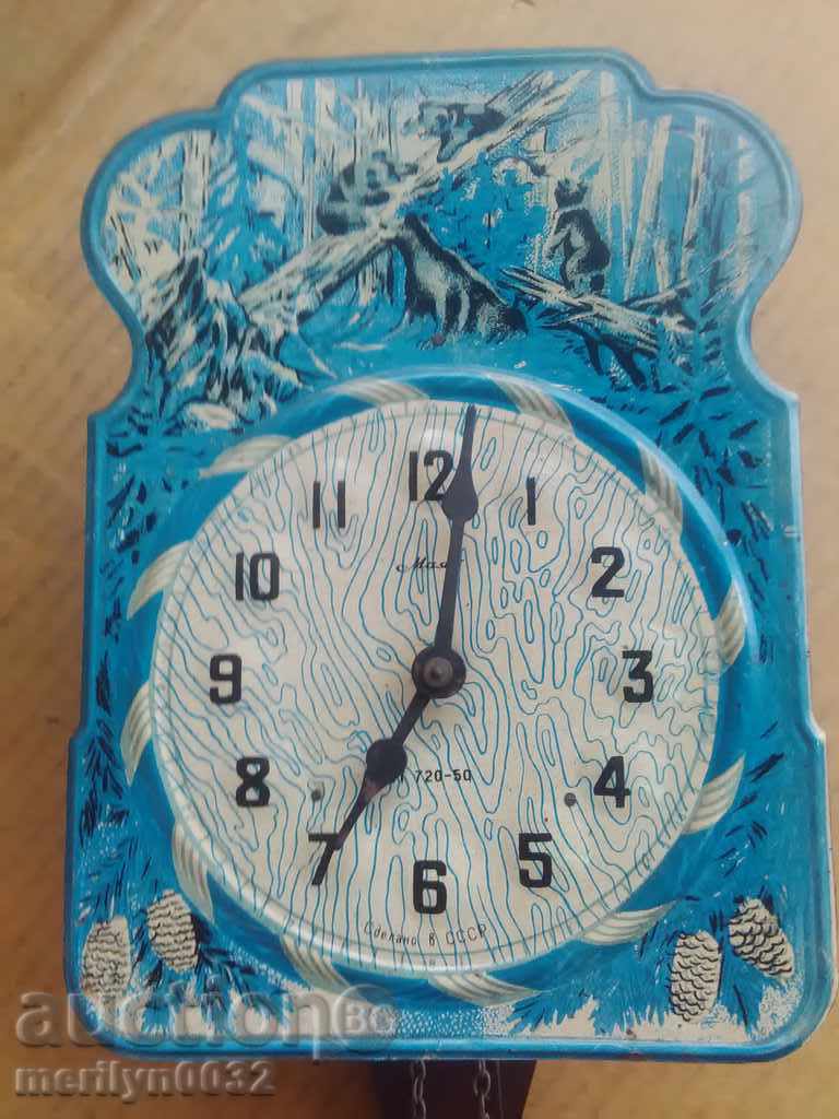 Old wall art clock Russian wounded Soviet USSR
