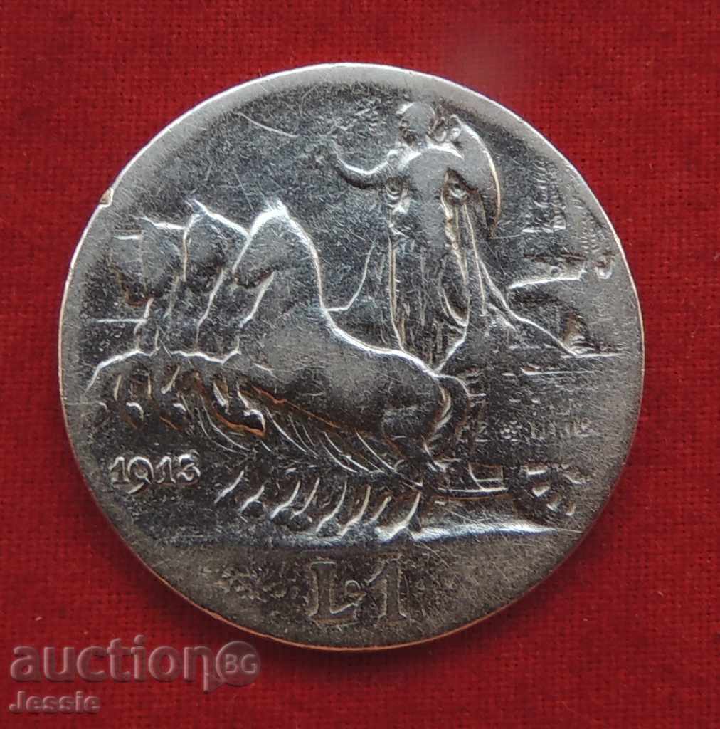 1 lira 1913 Italy silver 1 lira 1913 Italy silver