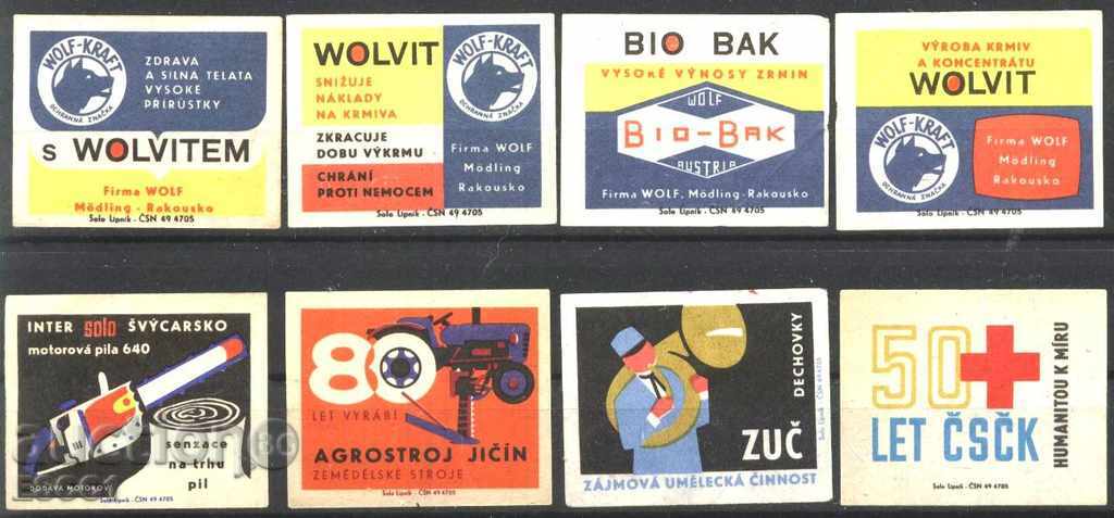 8 кибритени етикети от Чехословакия лот 37