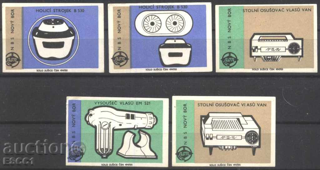 5 cutie de chibrituri Etichete Electrocasnice Cehoslovacia Lot 38