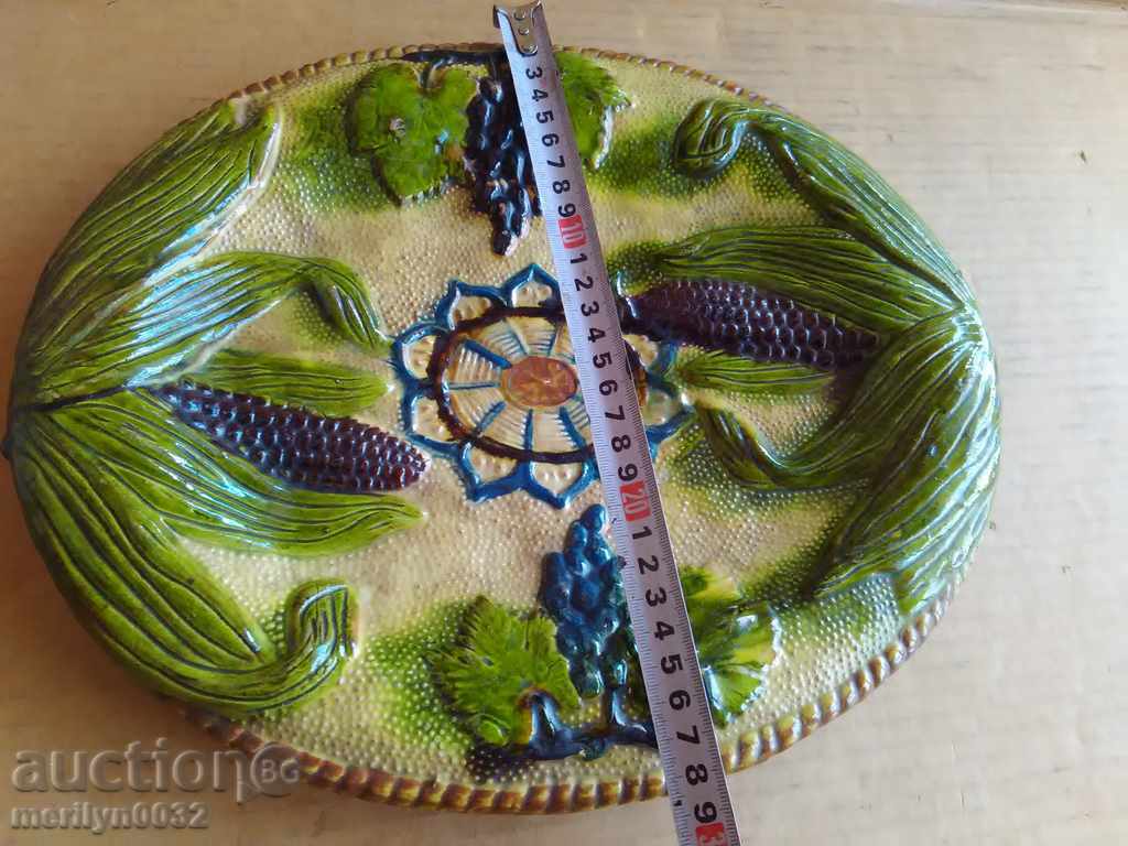 Old tray, ceramics, majolica tepia early 20th century - 5 Old tray, ceramics, majolica tepia early 20th century - 5