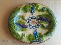 Παλιός δίσκος, κεραμικός, κατσαρόλα μαγιολίκας αρχές 20ου αιώνα