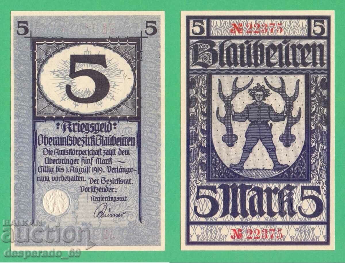 (¯`'•.¸GERMANIA (Blaubeuren) 5 Marci 1918 UNC¸.•'´¯)