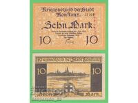 (¯`'•.¸ГЕРМАНИЯ (Konstanz) 10 марки 1918  UNC¸.•'´¯)