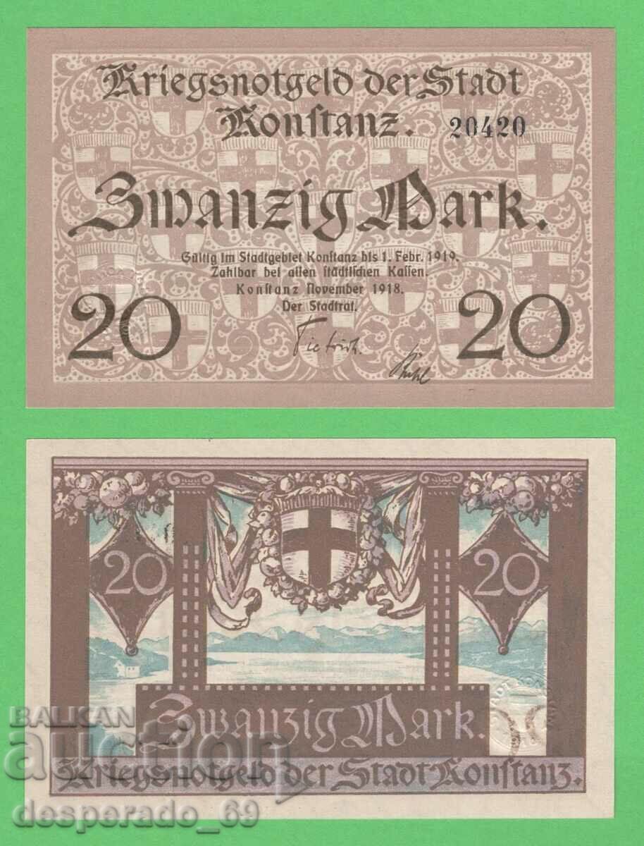 (CONSTANZ) 20 marks 1918 UNC • • • •) (CONSTANZ) 20 marks 1918 UNC • • • •)