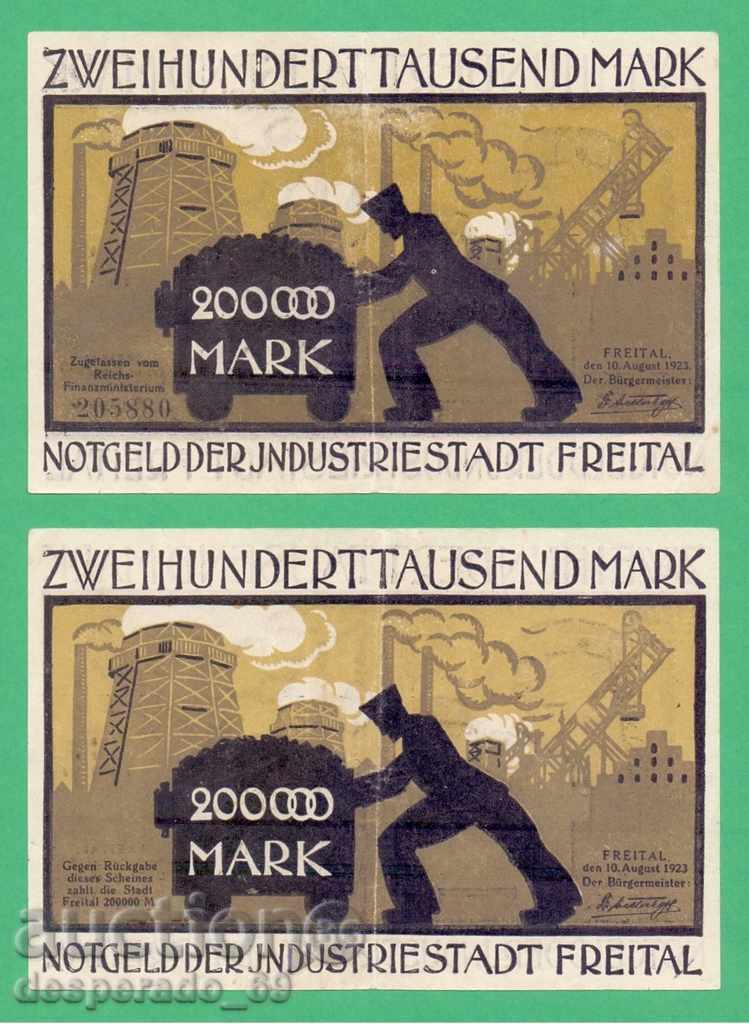 (¯` '• .¸GERMANIYA (Freital) 200.000 mărci anul 1923. •' '°)