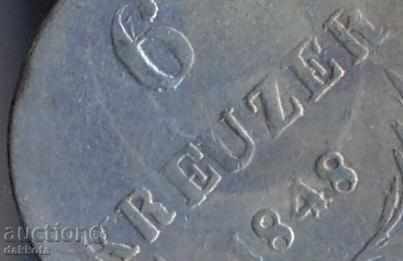 Παράδοση Αυστρία 6 Kreuzer 1848, αντιαισθητική μιμητική στυλ Παράδοση Αυστρία 6 Kreuzer 1848, αντιαισθητική μιμητική στυλ