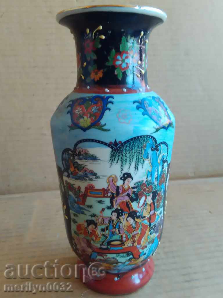 Old porcelain vase, painted porcelain Japan