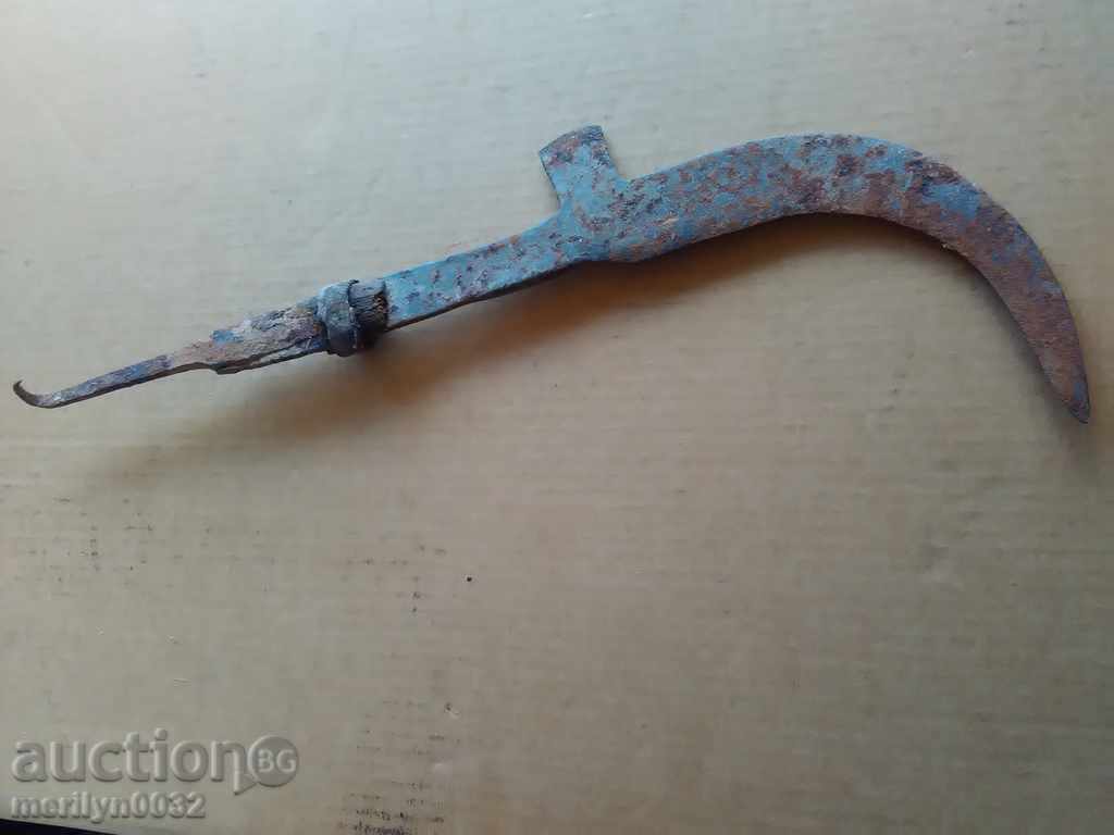 Auction  Old handmade knife, wrought iron