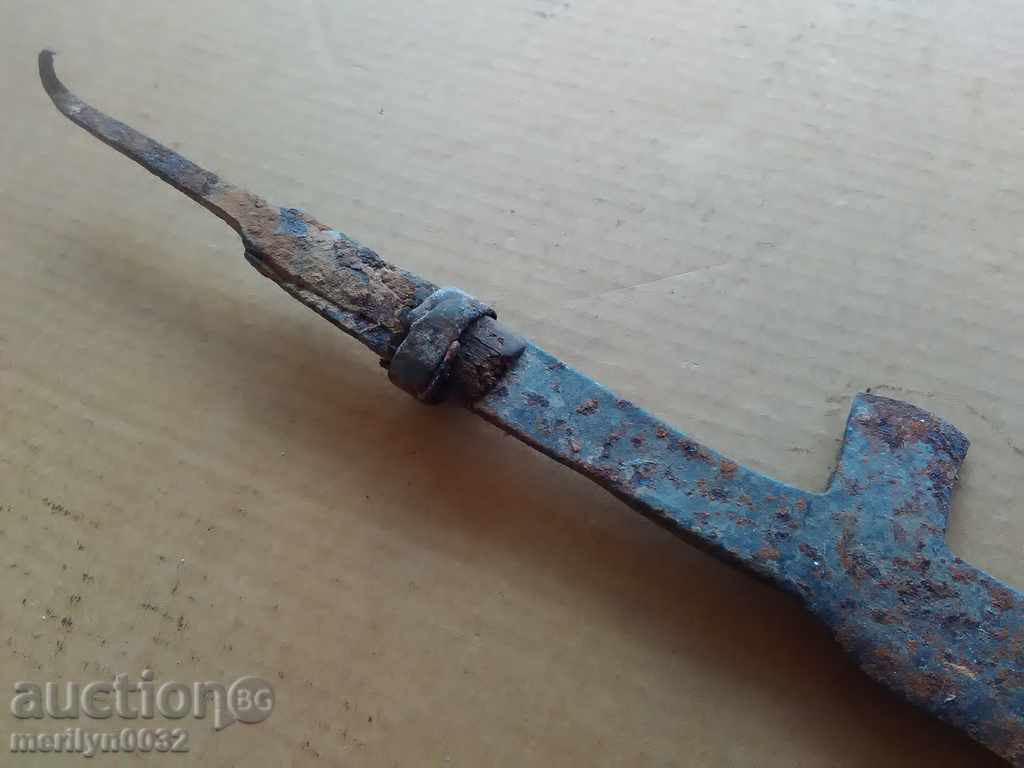 Old handmade knife, wrought iron - 6