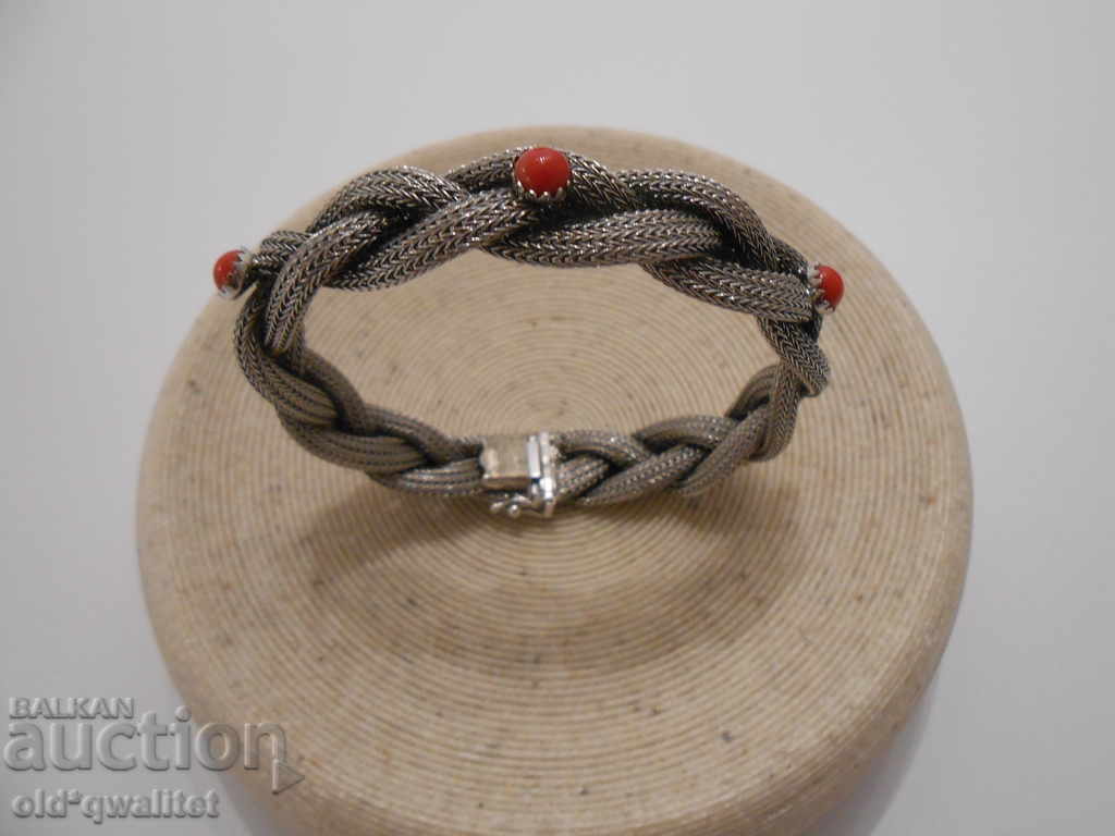 Beautiful SILVER BRACELET with NATURAL CORAL, SILVER 835 - 5 Beautiful SILVER BRACELET with NATURAL CORAL, SILVER 835 - 5