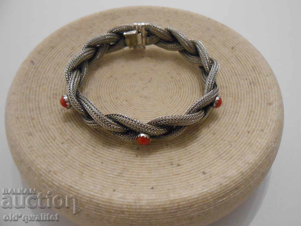 Beautiful SILVER BRACELET with NATURAL CORAL, SILVER 835 - 6 Beautiful SILVER BRACELET with NATURAL CORAL, SILVER 835 - 6