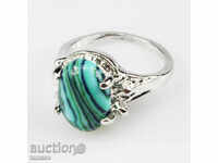 Δαχτυλίδι με μαλαχίτη, επαργυρωμένο