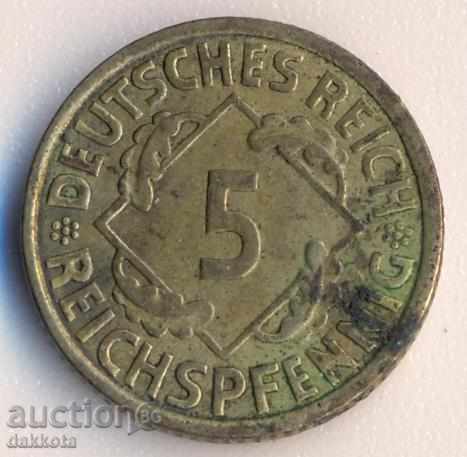 Германия  5 рейхспфенига 1936a