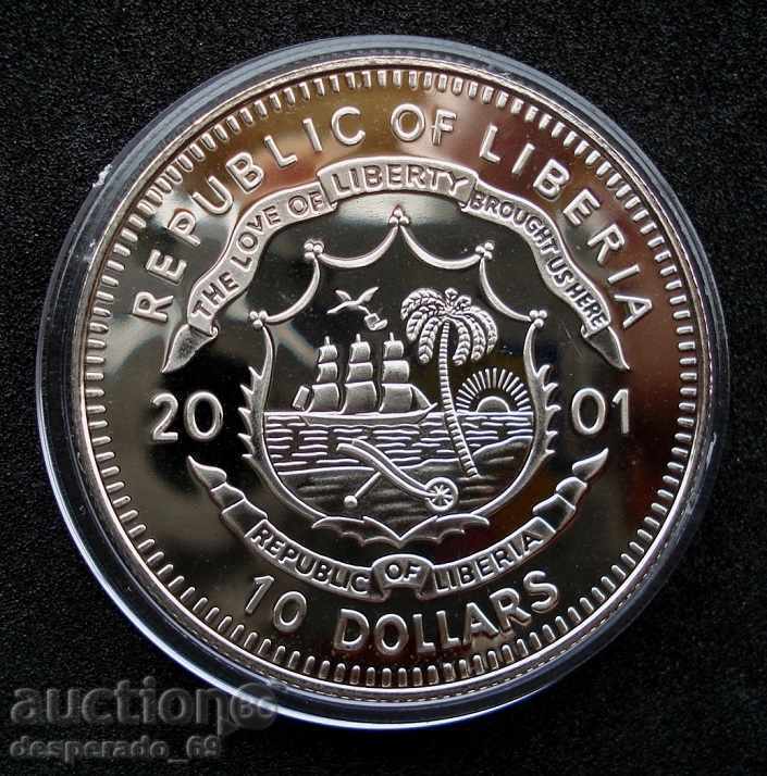 (¯`'•.¸ 10 dollars 2001 LIBERIA UNC ¸.•'´¯) with price € 13.00 | 25.43 BGN