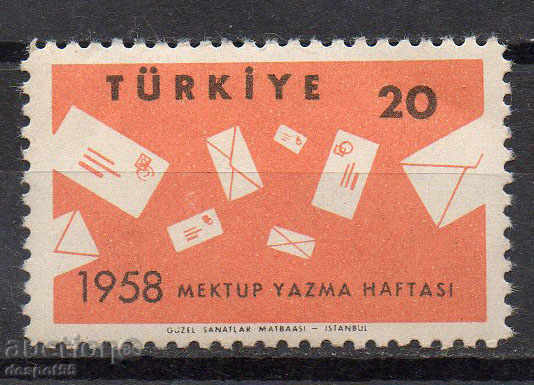 1958 Turcia. Săptămâna Internațională a corespondenței.