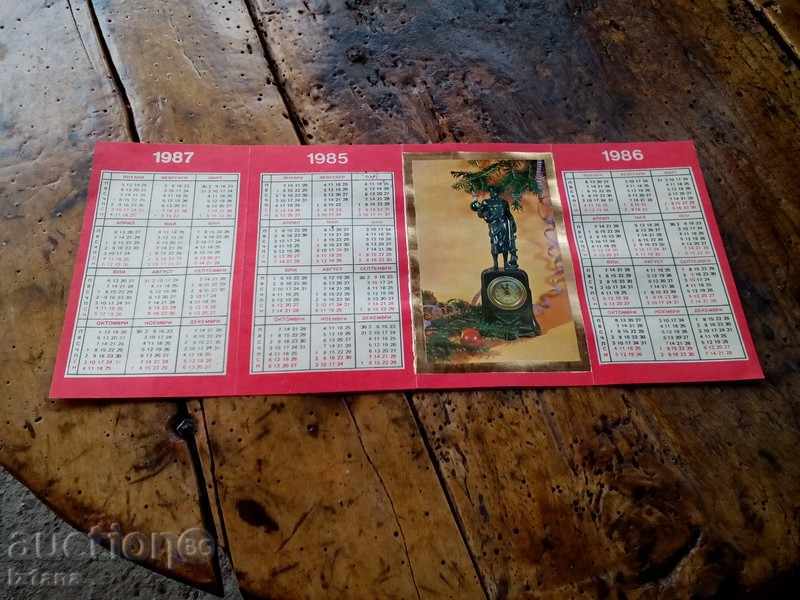buzunar calendarul vechi 1985,1986,1987