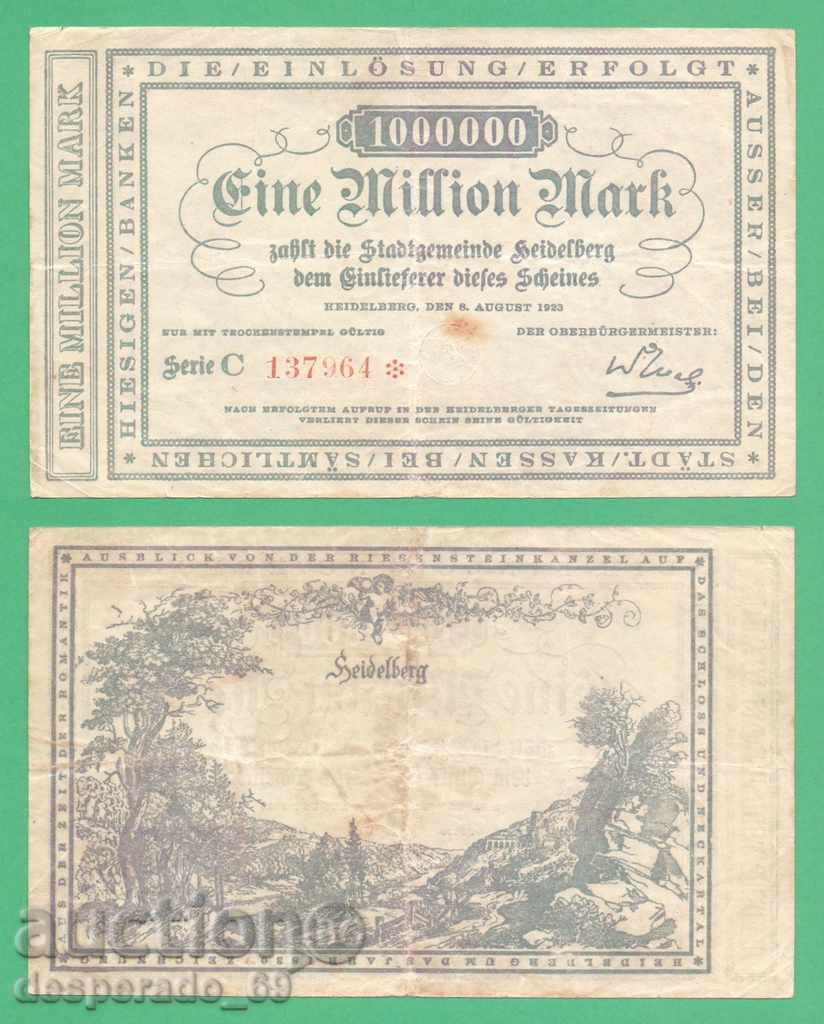 (¯` '• .¸GERMANIYA (Heidelberg) 1 un milion de mărci anul 1923. •' '°)