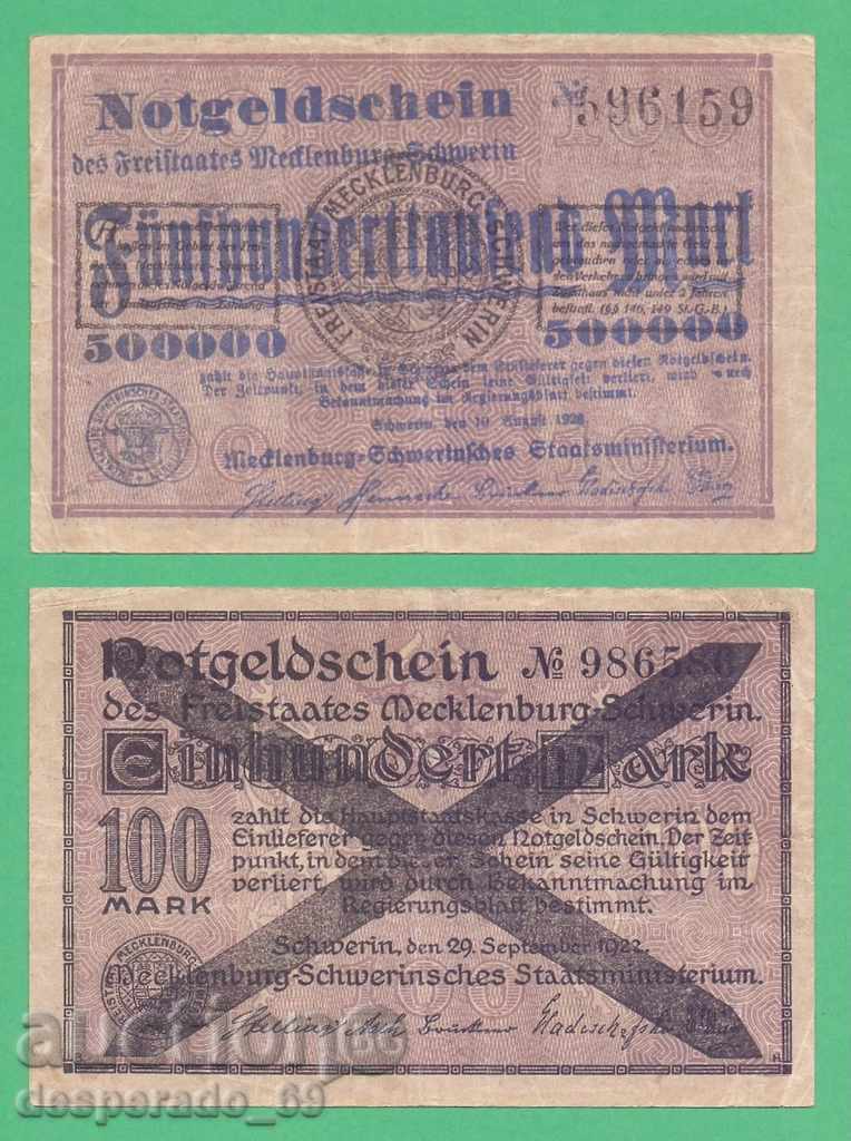 (¯` „• .¸GERMANIYA (Mecklenburg-Schwerin) 500.000 de mărci 1923) ·