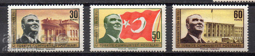 1963 Turkey. 40 years of the Republic of Turkey.