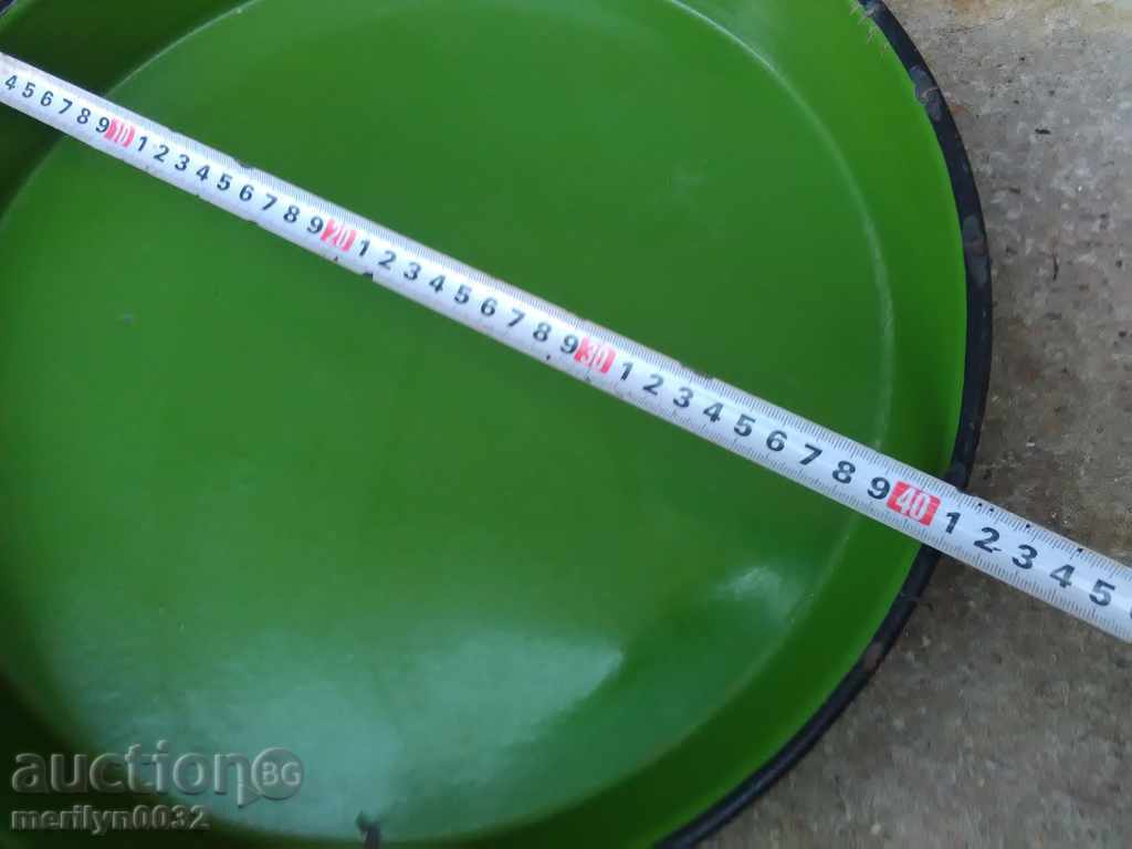 Auction  Enamelled tray, tray, enamel container