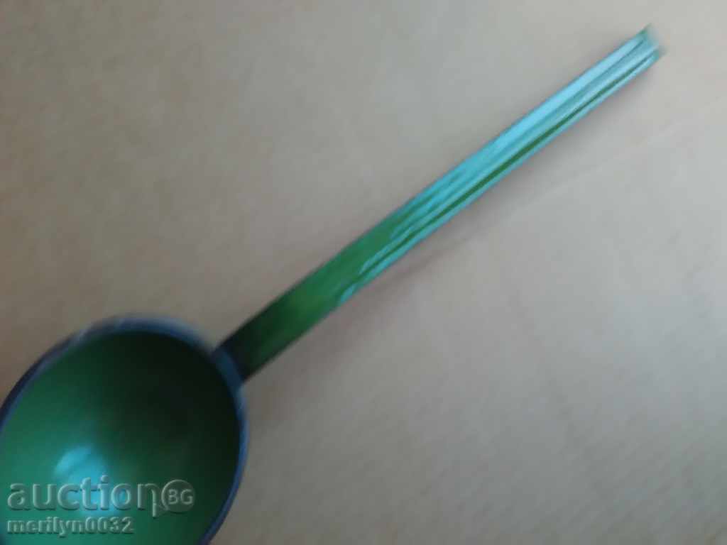 Old enameled ladle, spoon with enamel, wounded sod, Bulgaria with price 19.00 BGN | € 9.71 Old enameled ladle, spoon with enamel, wounded sod, Bulgaria with price 19.00 BGN | € 9.71