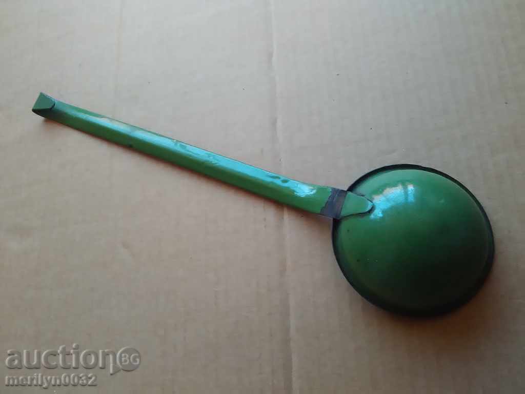 Auction Old enameled ladle, spoon with enamel, wounded sod, Bulgaria Auction Old enameled ladle, spoon with enamel, wounded sod, Bulgaria