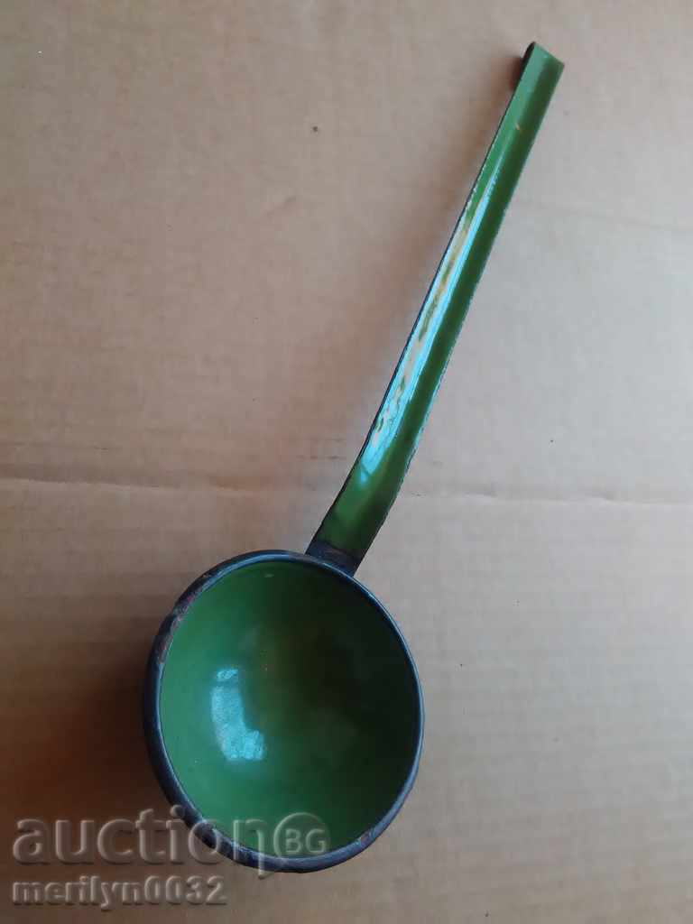 Old enameled ladle, spoon with enamel, wounded sod, Bulgaria - 6 Old enameled ladle, spoon with enamel, wounded sod, Bulgaria - 6