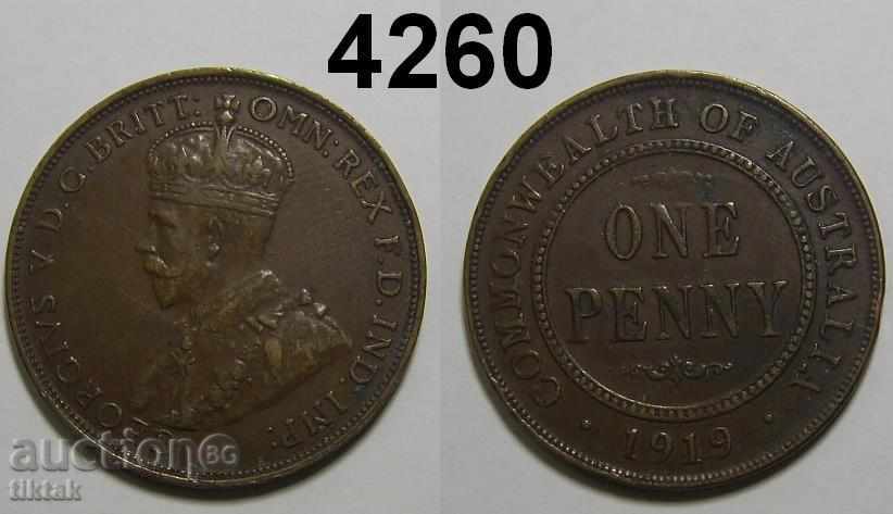 Австралия 1 пени 1919 VF+ монета