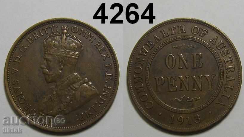 Австралия 1 пени 1913 XF запазена монета