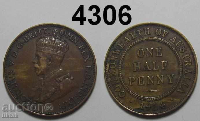 Australia ½ penny 1914 conservate monede