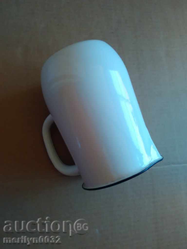 Enamelled jug kettle with enamel cane cannon - 5