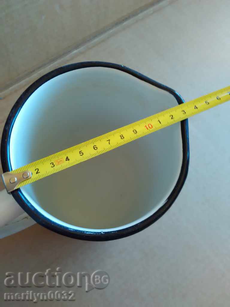 Enamelled jug kettle with enamel cane cannon - 7