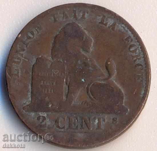 Belgia 2 centime 1865, DES Belges