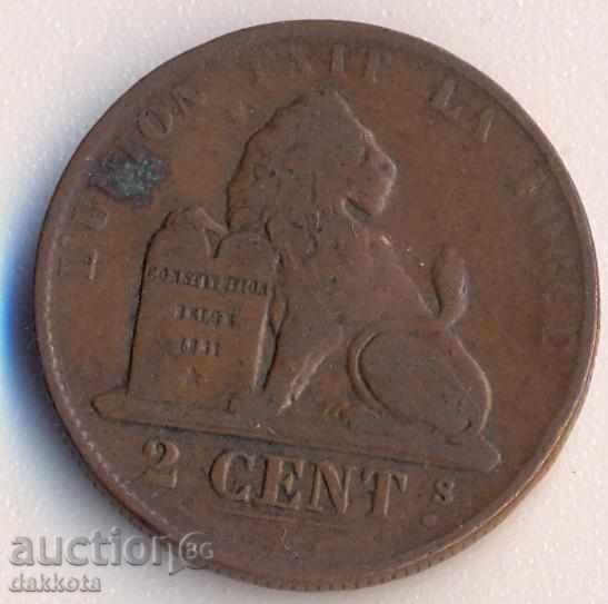 Belgia 2 centime 1864, DES Belges