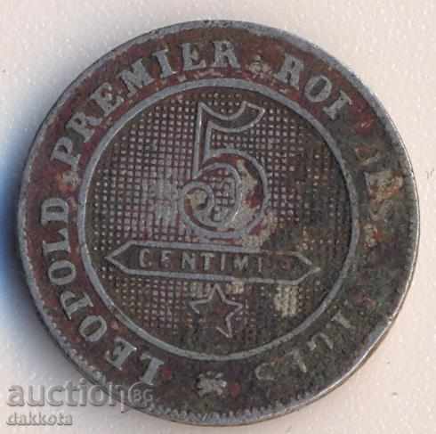 Belgium 5 centimeters 1863, DES BELGES