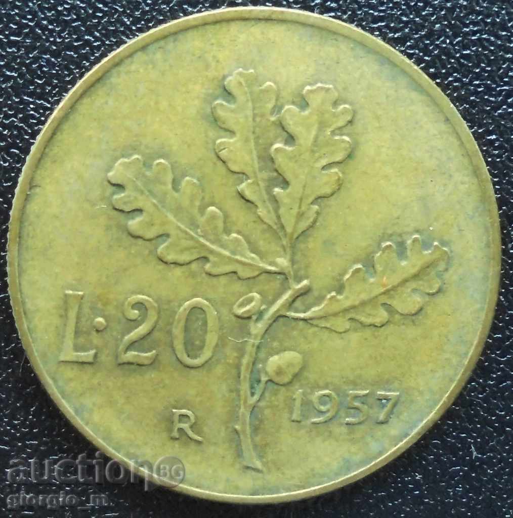 20 liras 1957 Italia