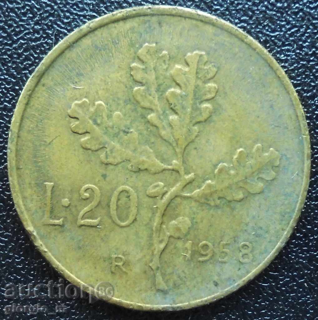 20 liras 1958 Italia
