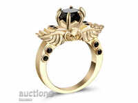 Rhodium-plated ring with black zircon, Size 52
