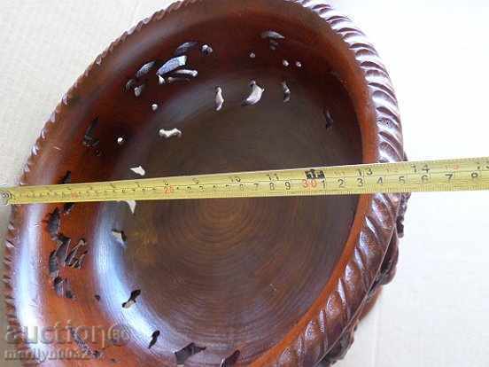 Auction  Carved fruit bowl wooden nightstand bowl with wood carving