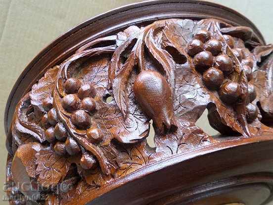 Carved fruit bowl wooden nightstand bowl with wood carving - 7