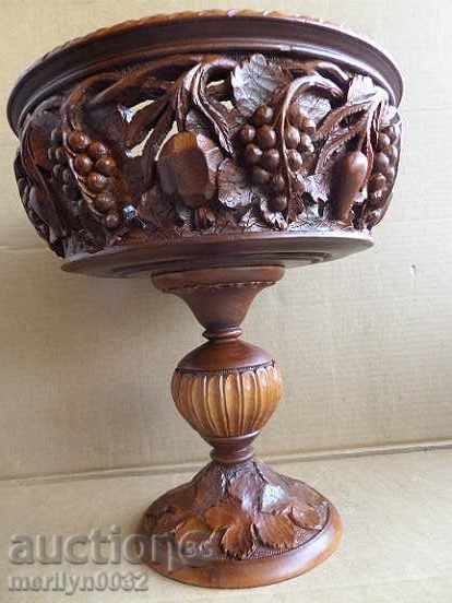 Carved fruit bowl wooden night bowl bowl with carving