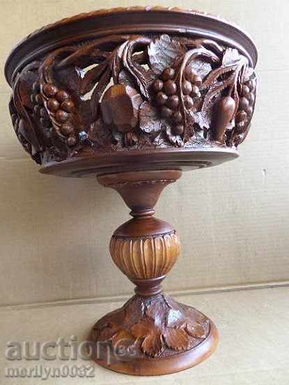 Carved fruit bowl wooden nightstand bowl with wood carving