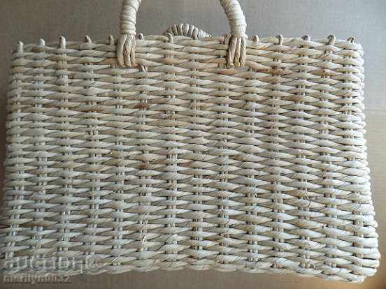 Old knit bag basket, wooden basket, panner - 6 Old knit bag basket, wooden basket, panner - 6