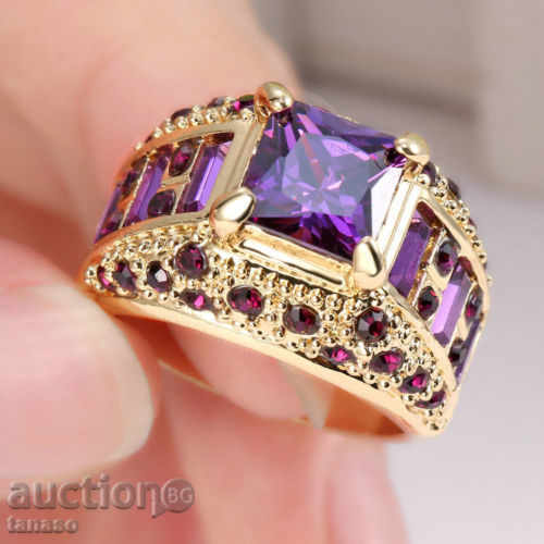 Ring No. 57 with violet amethyst - Gold plated with price 20.00 BGN | € 10.23 Ring No. 57 with violet amethyst - Gold plated with price 20.00 BGN | € 10.23