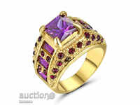 Ring No. 57 with violet amethyst - Gold plated