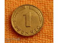 1950 Δεσποινίς ένα pfennig, τη Γερμανία, επιχρυσωμένα, TOP ΤΙΜΗ