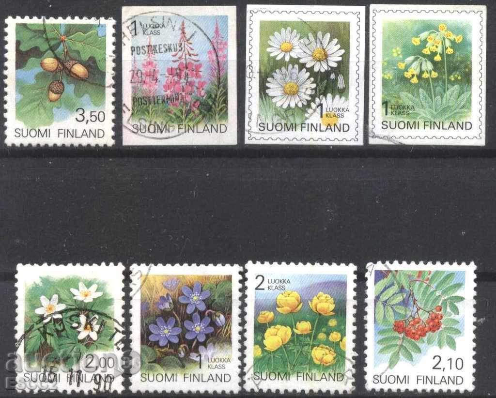 8 Stamped Flora Flowers MIKS from Finland