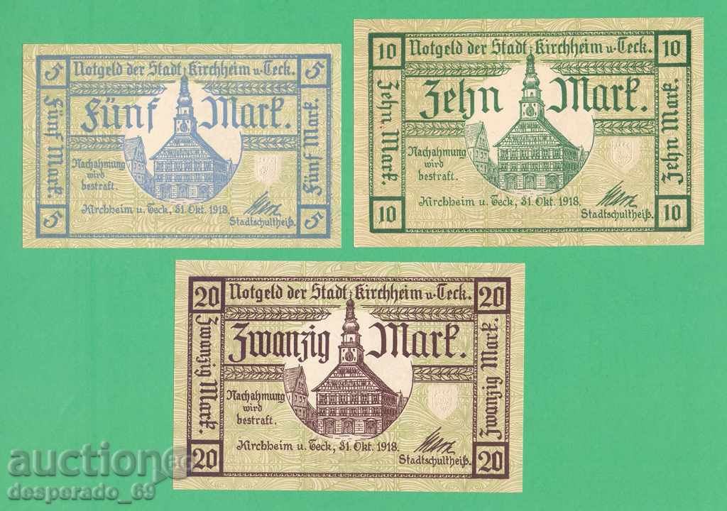 (Kirchheam) 5 + 10 + 20 marks 1918 UNC • • • •) with price 35.00 BGN | € 17.90 (Kirchheam) 5 + 10 + 20 marks 1918 UNC • • • •) with price 35.00 BGN | € 17.90